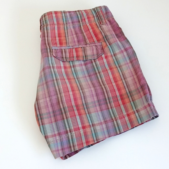 **Relisted** Old Navy Women's Low Rise Orange Plaid Cotton Shorts Size 2 - Picture 3 of 8